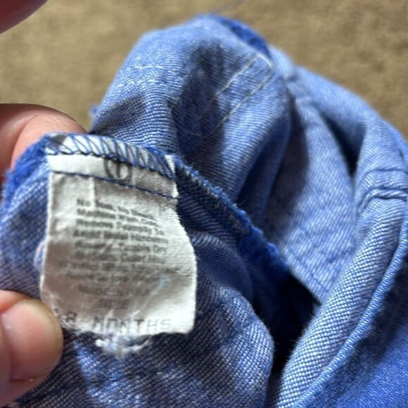 Osh kosh b’gosh vintage made in USA vestbak overalls 18M patchwork holiday bus - Picture 4 of 6